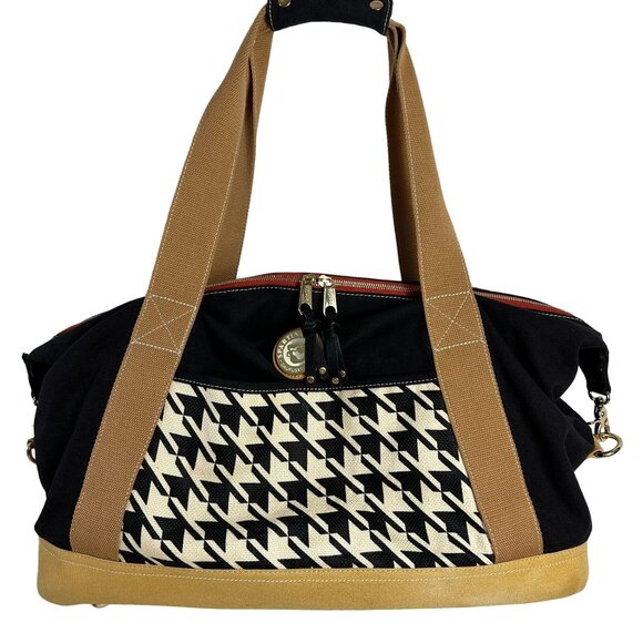 Spartina 449 Stoddard Cargo Duffle Bag Weekender Linen Leather + Wristlet - Picture 3 of 16